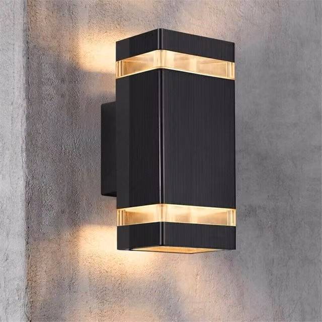 SPETLEK Modern Up Down LED Outdoor Wall Light, Black Aluminium, IP65 Waterproof Garden Sconce with Warm White Bulb Included, H 23.0 cm x W 11.0 cm x D 2.0 cm