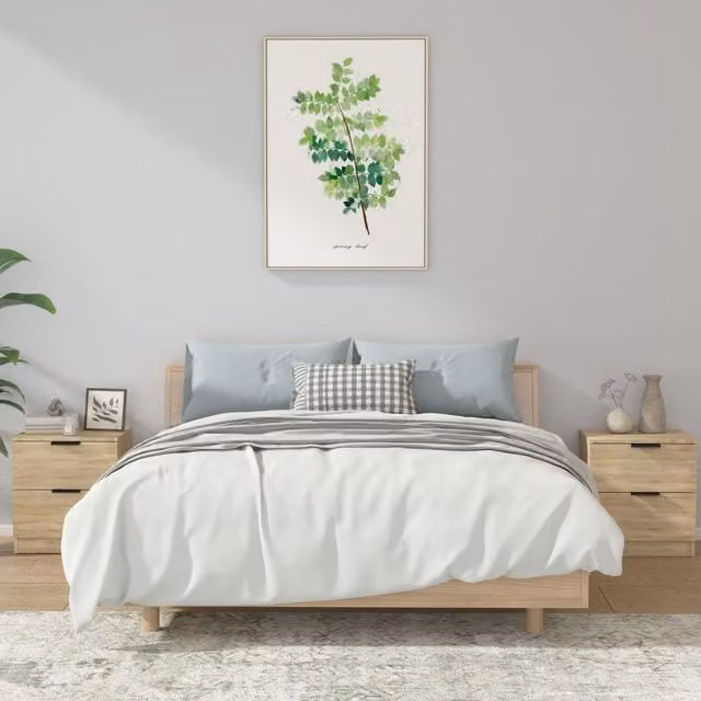 Berkfield Home Set of 2 Modern Sonoma Oak Bedside Cabinets in Brown