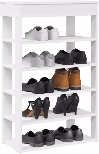 Berkfield Home White Wall Mounted Shoe Rack, W/D/H: 60 x 30 x 98 cm – 1