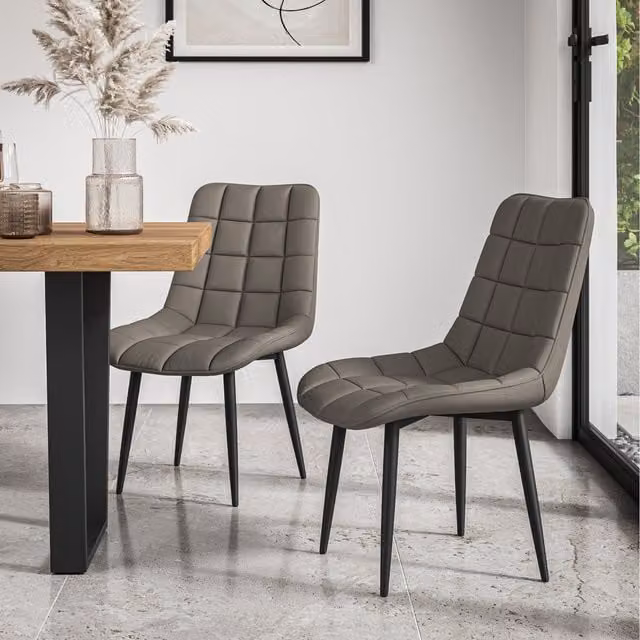 More4Homes Set of 4 Nova Modern Faux Leather Dining Chairs in Grey with Metal Legs
