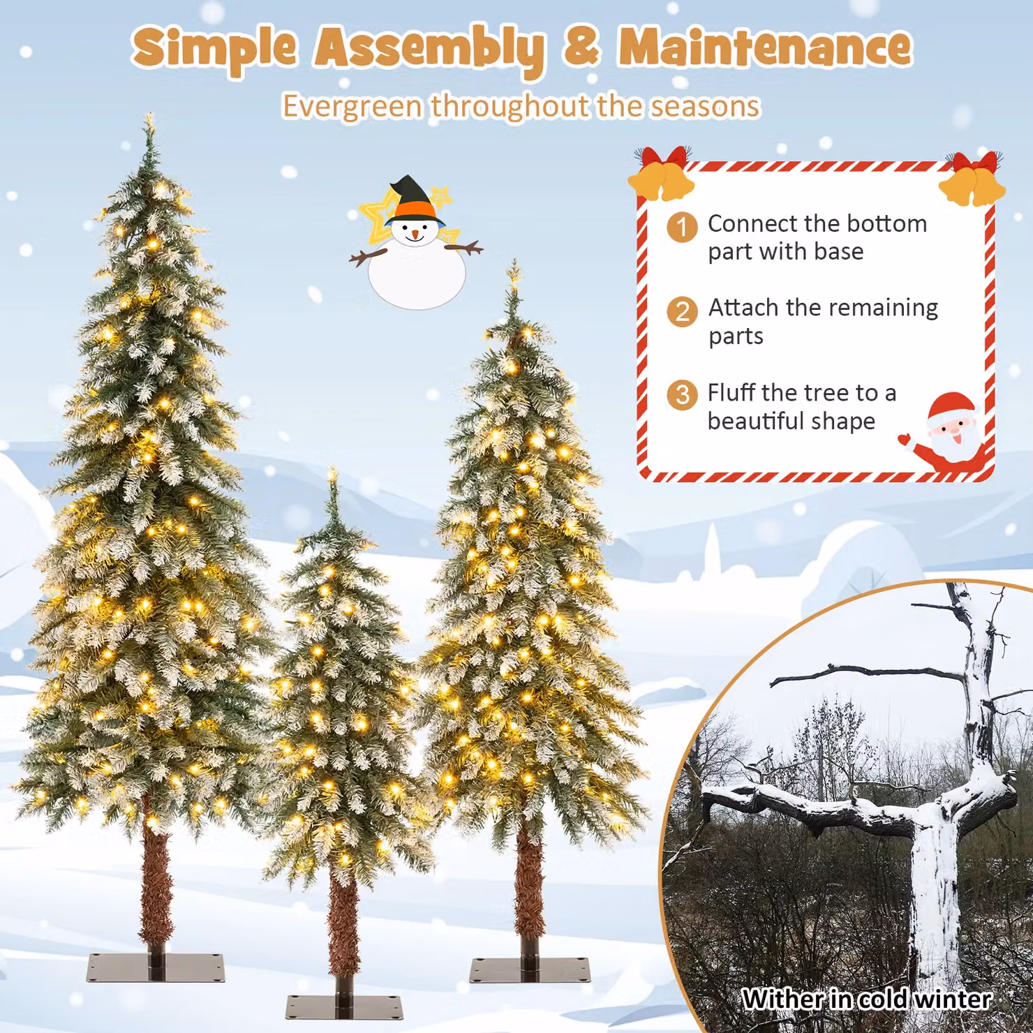 Gymax Pre-Lit Snowy Christmas Tree in Green – 5