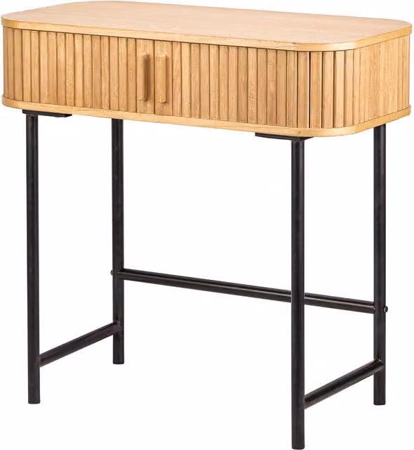 Nordlys Console Table in Brown Metal and Wood with 2 Doors