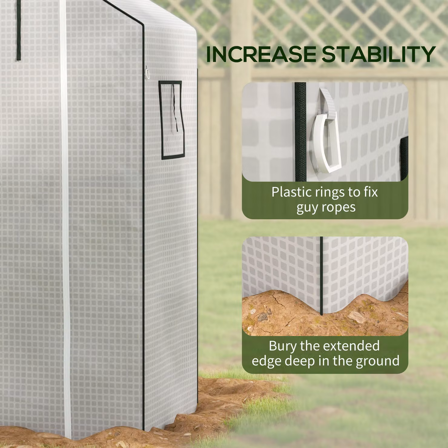 Outsunny White PE Greenhouse Cover Replacement with Roll-up Door and Windows, W: 140 cm, D: 73 cm, H: 190 cm – 4