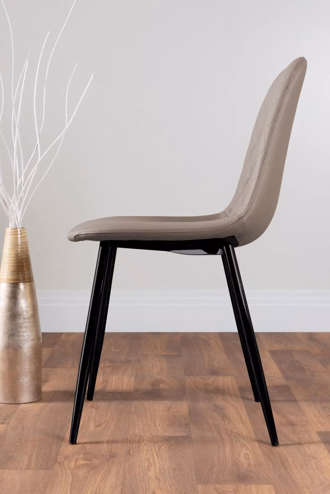 FurnitureboxUK Carson White Marble Effect Dining Table and 6 Corona Black Leg Chairs in Beige – 4