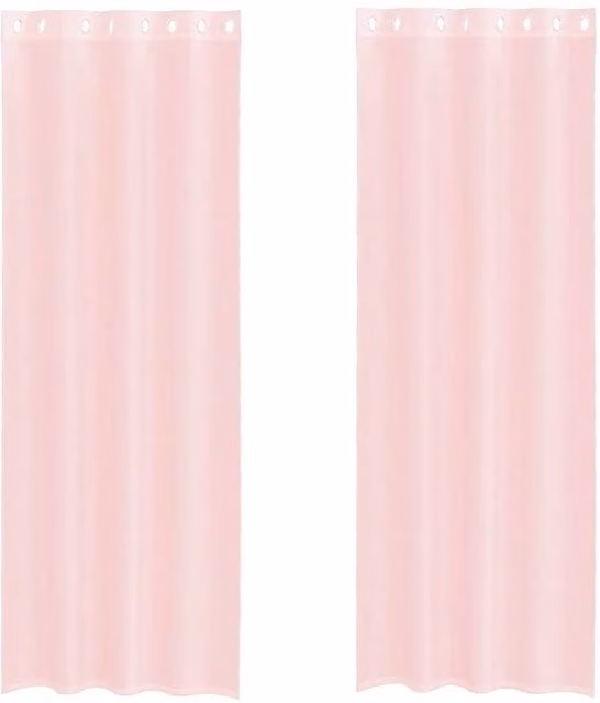 Berkfield Home Pink Voile Fabric Panel Curtains with Eyelets, 2 Pack, W: 140 cm, H: 300 cm