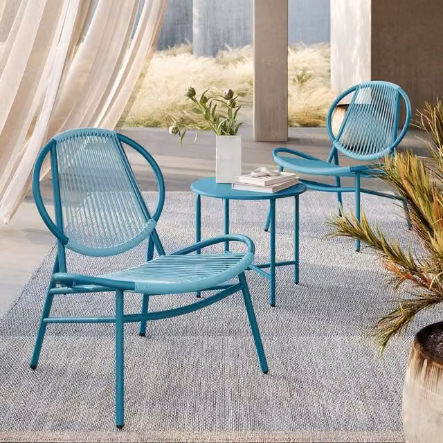 The Bazaarist 3-Piece Outdoor Bistro Set with Side Table in Lake Blue