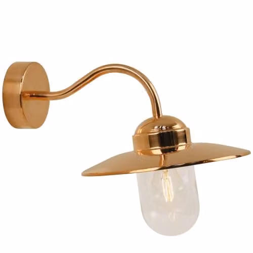 Nordlux Luxe Copper Outdoor Wall Light with Glass Dome, E27, IP54, Saltwater Resistant