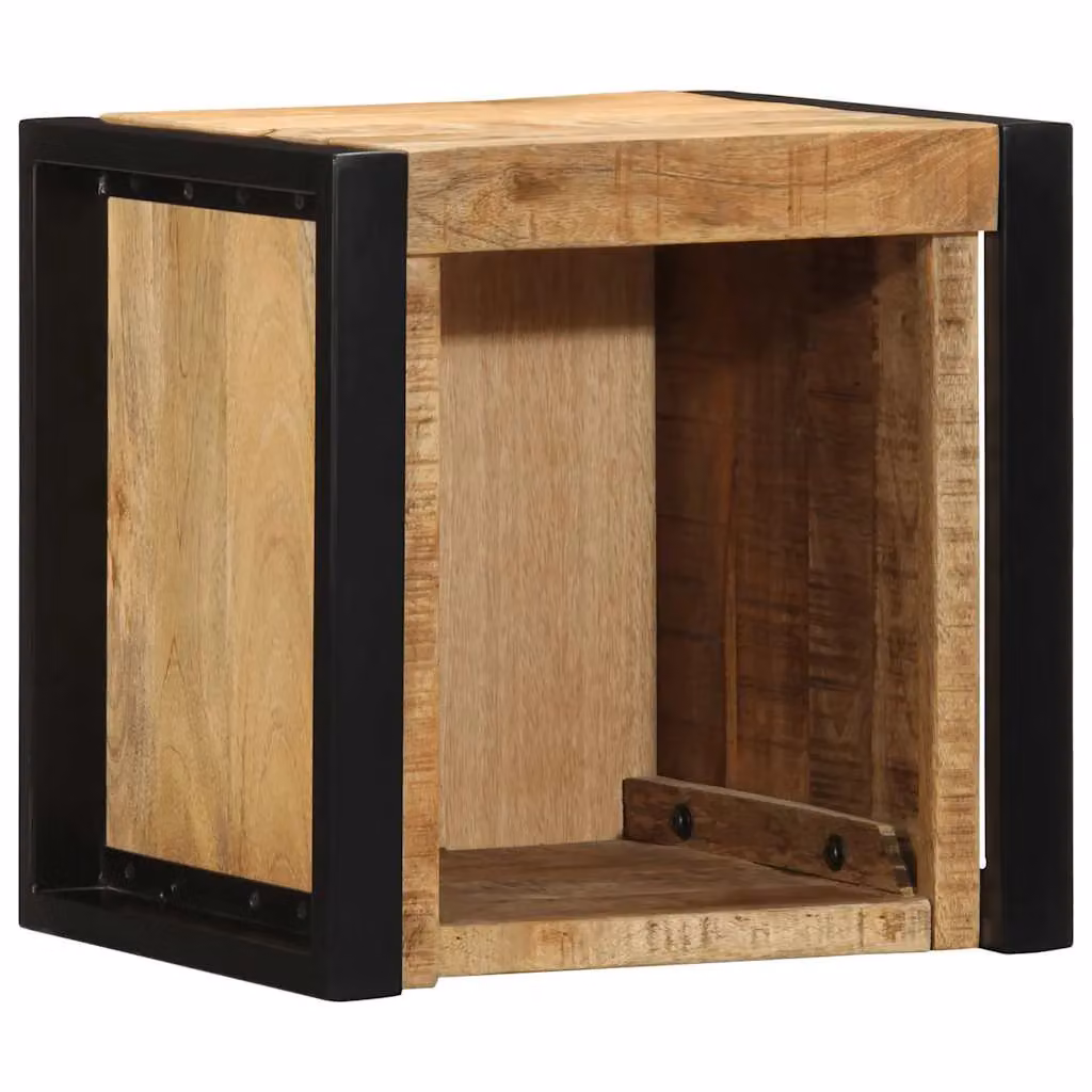 Berkfield Home Set of 2 Rustic Mango Wood Bedside Cabinets, Brown, W/D/H: 40 x 35 x 40 cm – 2