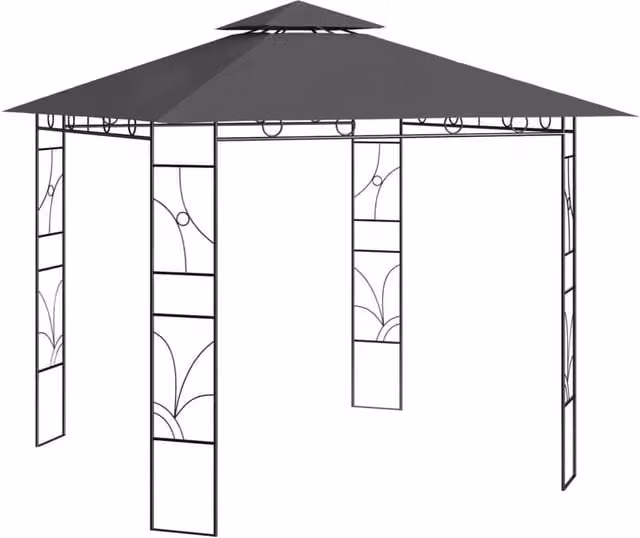 Berkfield Home Anthracite and Black Steel Hip Roof Gazebo W: 300 cm, D: 300 cm, H: 270 cm