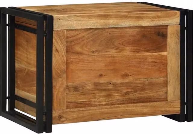 Berkfield Home Brown Solid Acacia Wood Storage Box, W: 60 cm, D: 40 cm, H: 41 cm