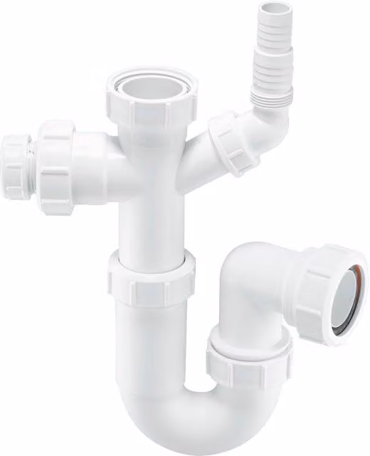 McAlpine ASC10-CO White Plastic 75mm Water Seal 1.5 inch Multifit Tubular Swivel Sink T-Branch Trap