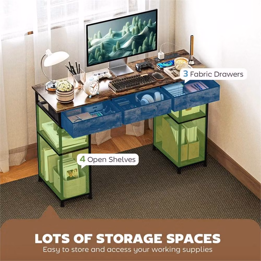 KORVIXA Brown Industrial Computer Writing Desk – 5