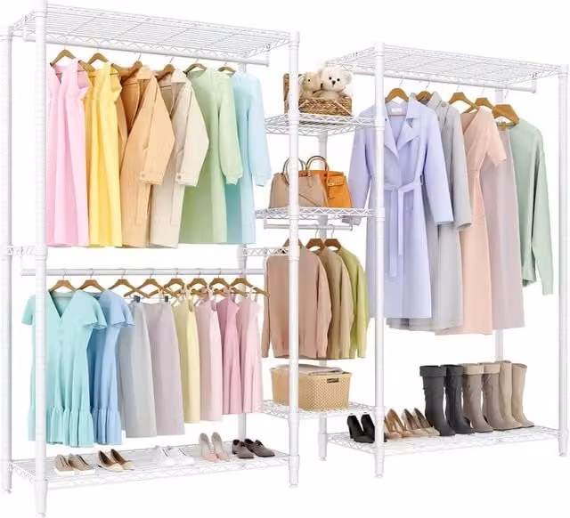 VOGREX Metal Clothes Rail in White