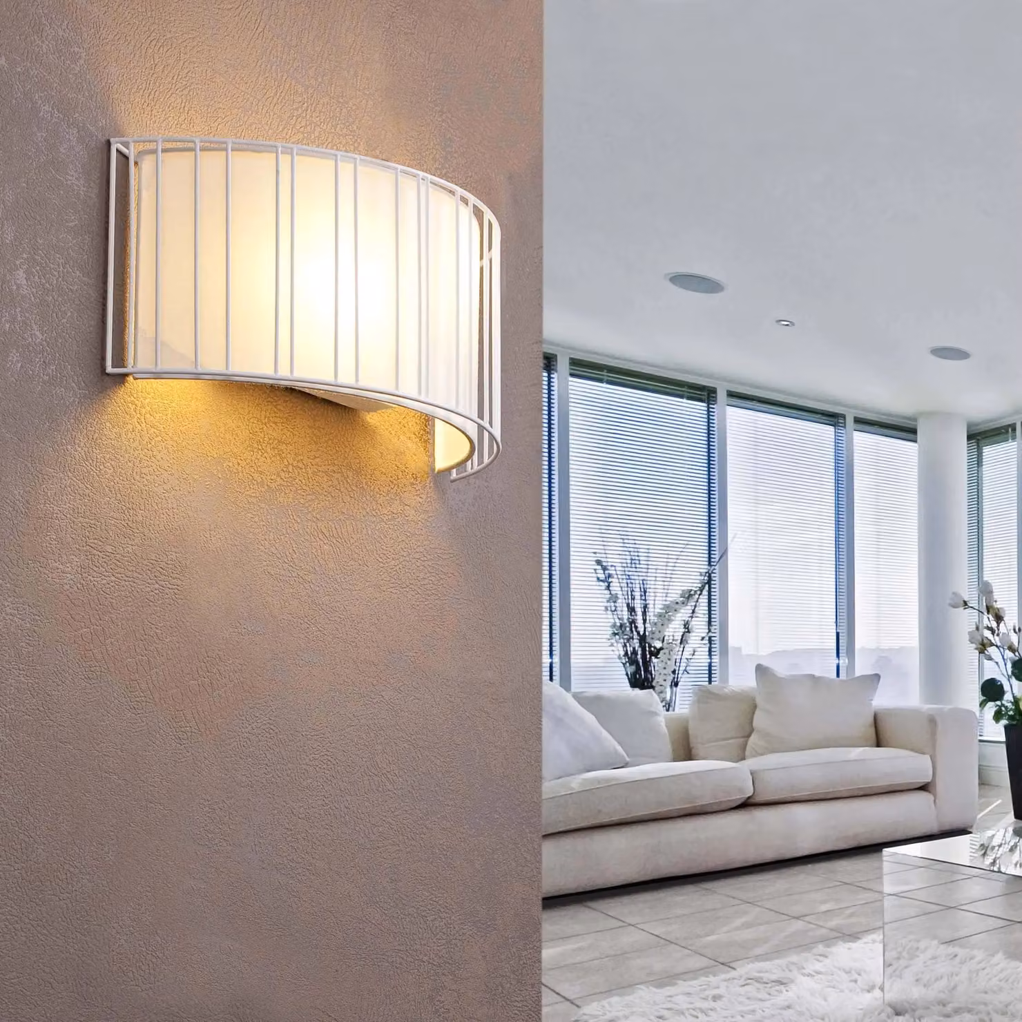Netlighting Linda 2 Light Indoor Wall Light in White with Fabric Shade and E27 Socket – 2