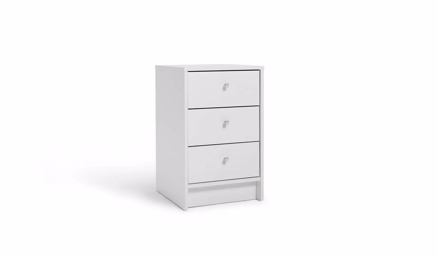 Malibu 3 Drawer Bedside Table White Compact Storage Organiser Unit H 60.6 cm x W 39.6 cm x D 38.3 cm