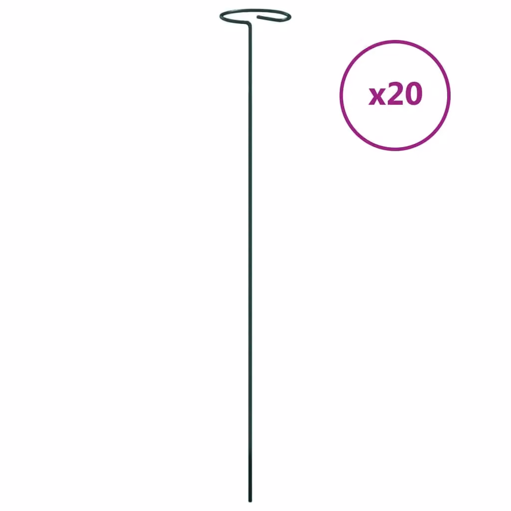 Berkfield Home Garden Steel Plant Stakes, 20 Pieces, Green, Height: 40 cm – 2