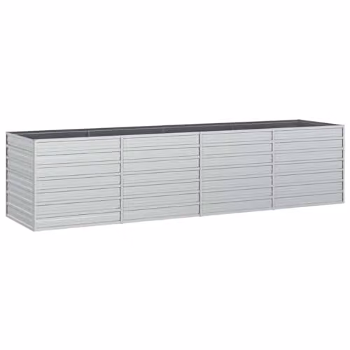 vidaXL Galvanised Steel Raised Garden Bed, Silver, W: 320 cm, D: 80 cm, H: 77 cm – 1