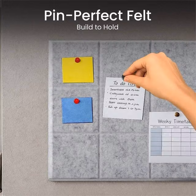 SPETLEK 6 Pcs Grey Felt Board Tiles with 30 Pins, W/D/H: 30 x 30 x 30 cm – 1