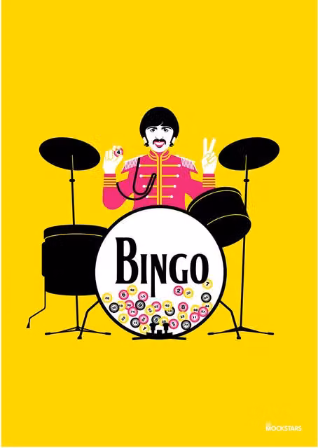 Mockstars Bingo Star Retro Art Print, Yellow, A3