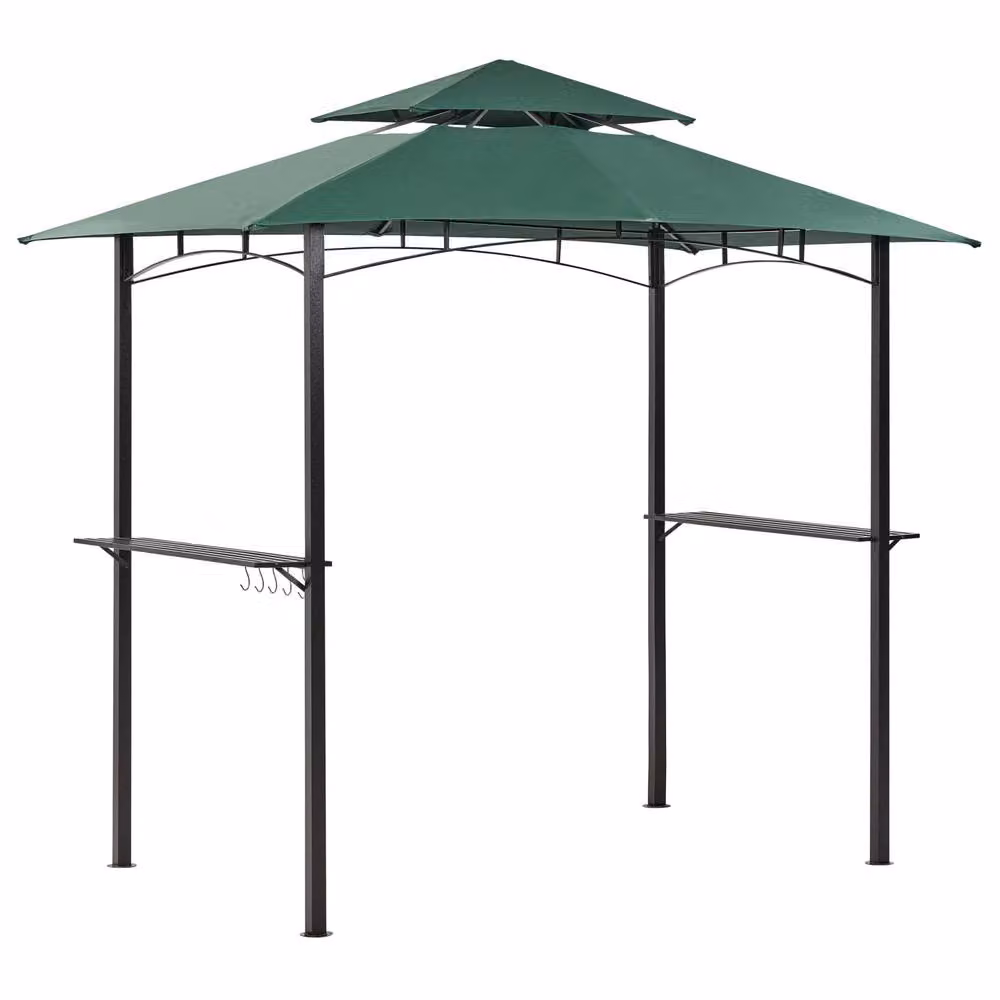 Wyld and Coco Garden Gazebo in Dark Green with Steel Frame, W: 245 cm, D: 148 cm – 2