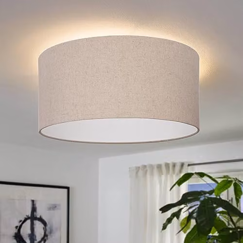 Eglo Feniglia Flush Ceiling Light in Black and Beige – 2