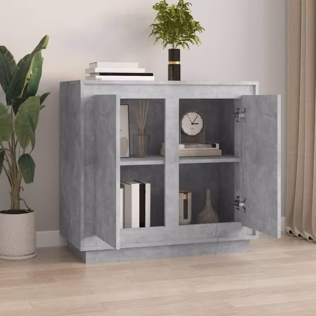 Berkfield Home Sideboard in Concrete Grey, Engineered Wood, W/D/H: 80 x 34 x 75 cm – 1