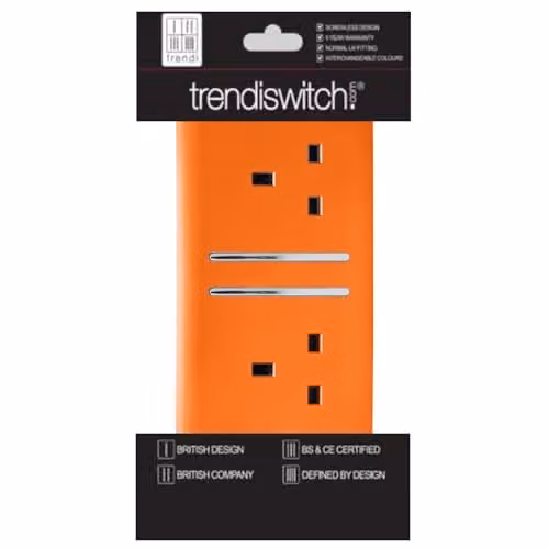 Trendi Switch 2 Gang 13 Amp Flush Switched Socket in Orange – 3