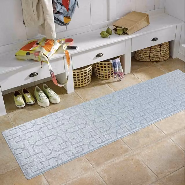 RugsbyDesire Ivy Cubed Trellis Design Anti Slip Washable Runner, Silver, W: 80 cm, L: 300 cm