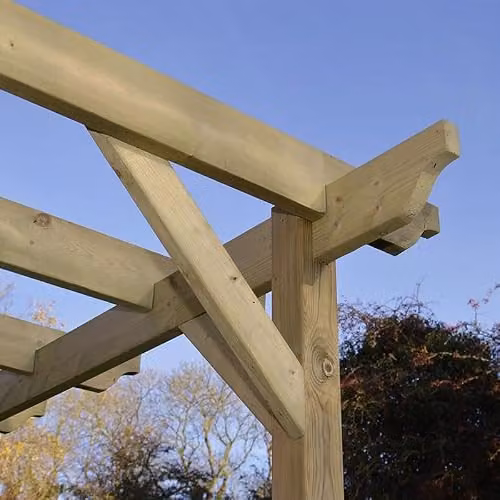 Buttercup Farm Wall Mounted Wooden Garden Pergola in Green, W: 240 cm, D: 240 cm, H: 270 cm – 4