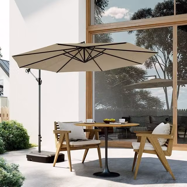Breeins 3m Cantilever Parasol with Fillable Base and Wheels in Khaki