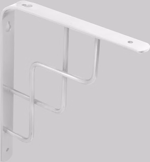RBUK Matt White Metal Step Shelf Brackets Support Set of 4, Wall Mounted