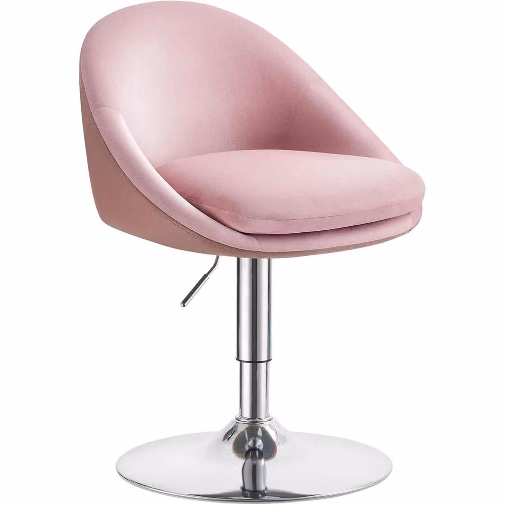 The Bazaarist Adjustable Swivel Vanity Chair with Backrest in Dusty Pink Velvet – 2