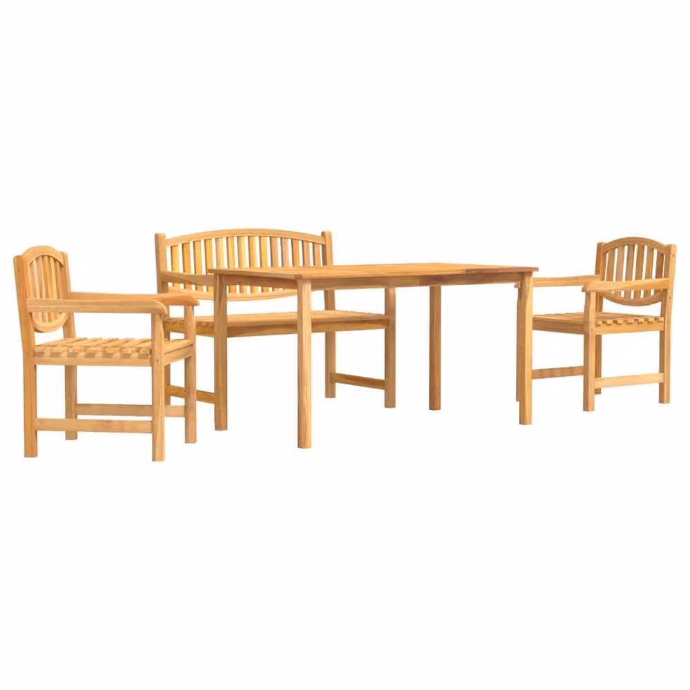 Berkfield Home 4 Piece Modern Garden Dining Set in Brown Solid Teak Wood – 2