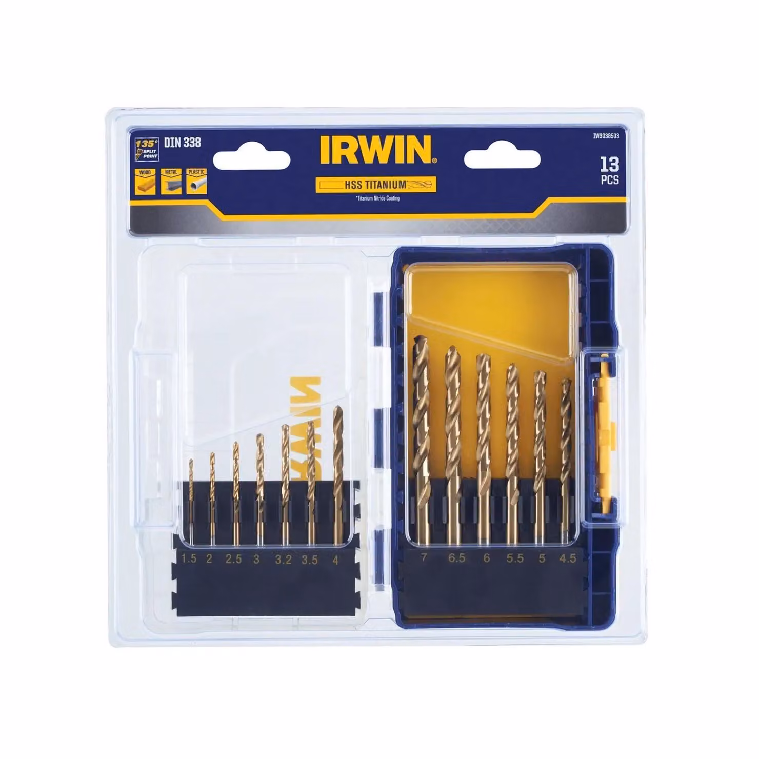 IRWIN 13 Piece HSS Titanium Twist Drill Bit Set in Gold and Multicolour – 2