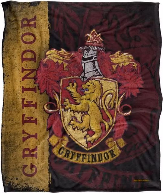 Warner Brothers Harry Potter Gryffindor House Crest Fleece Blanket, W/D: 152 x 127 cm, White/Multicolour – 6