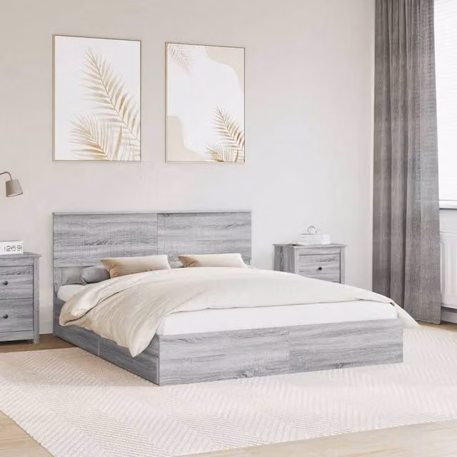 Berkfield Home Grey Sonoma Storage Bed with Drawers, W/D/H: 160 x 200 cm, Engineered Wood