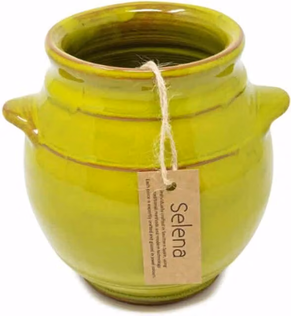 Verano Spanish Ceramics Selena Glazed Hand Dipped Kitchen Utensil Jar, Green, H 16 cm x D 16.5 cm – 1