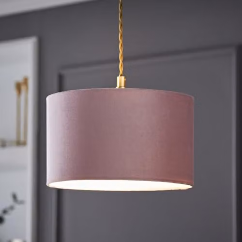 ValueLights Reni Blush Pink Velvet Drum Ceiling Lamp Shade, Width: 25 cm, Height: 15 cm – 3