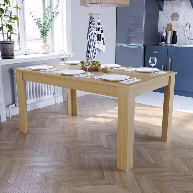 Vida Designs Rustic Rectangular Dining Table in Brown and Yellow, Width: 150 cm