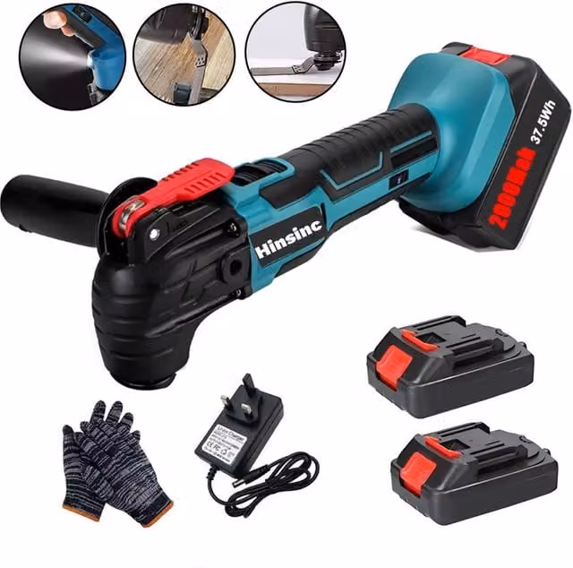 Hinsinc 21V Cordless Multi Tool with 6 Speeds, Oscillating Sander and Saw in Blue and Multicolour – 1