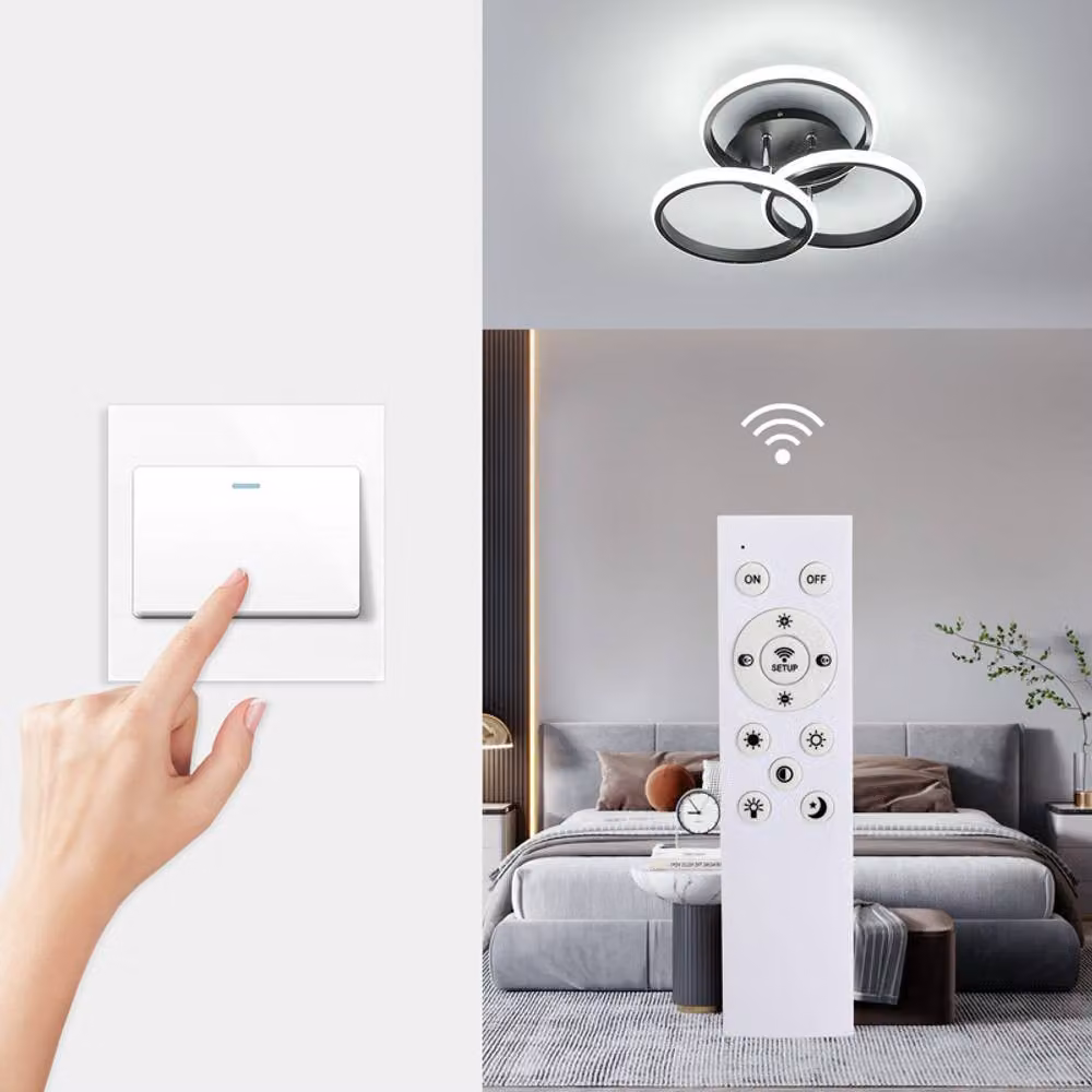COMELY 42W Modern Round LED Dimmable Ceiling Light with Remote Control, Black – 4