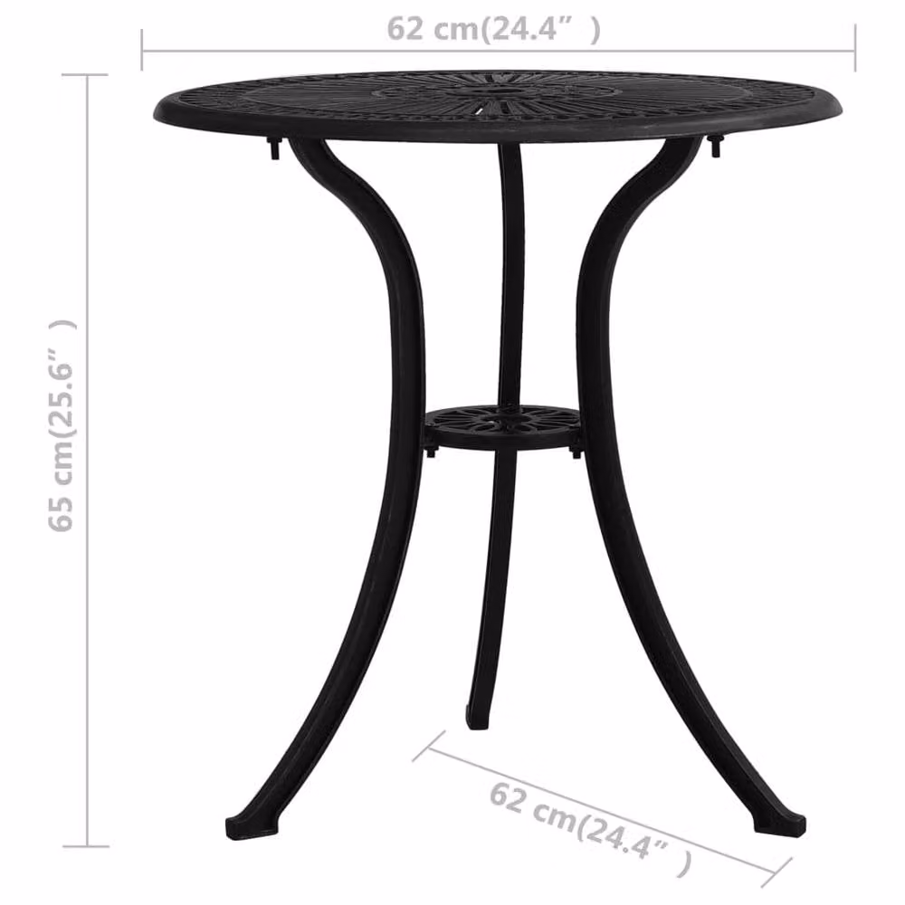 Berkfield Home Round Garden Table in Matt Black Powder Coated Aluminium, W/D/H: 62 x 62 x 65 cm – 5