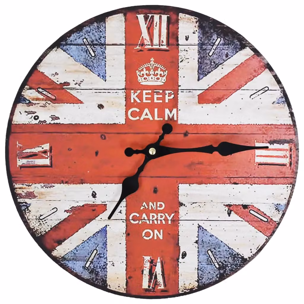 Berkfield Home Vintage Round Analog Wall Clock, Multicolour, Diameter: 30 cm – 2