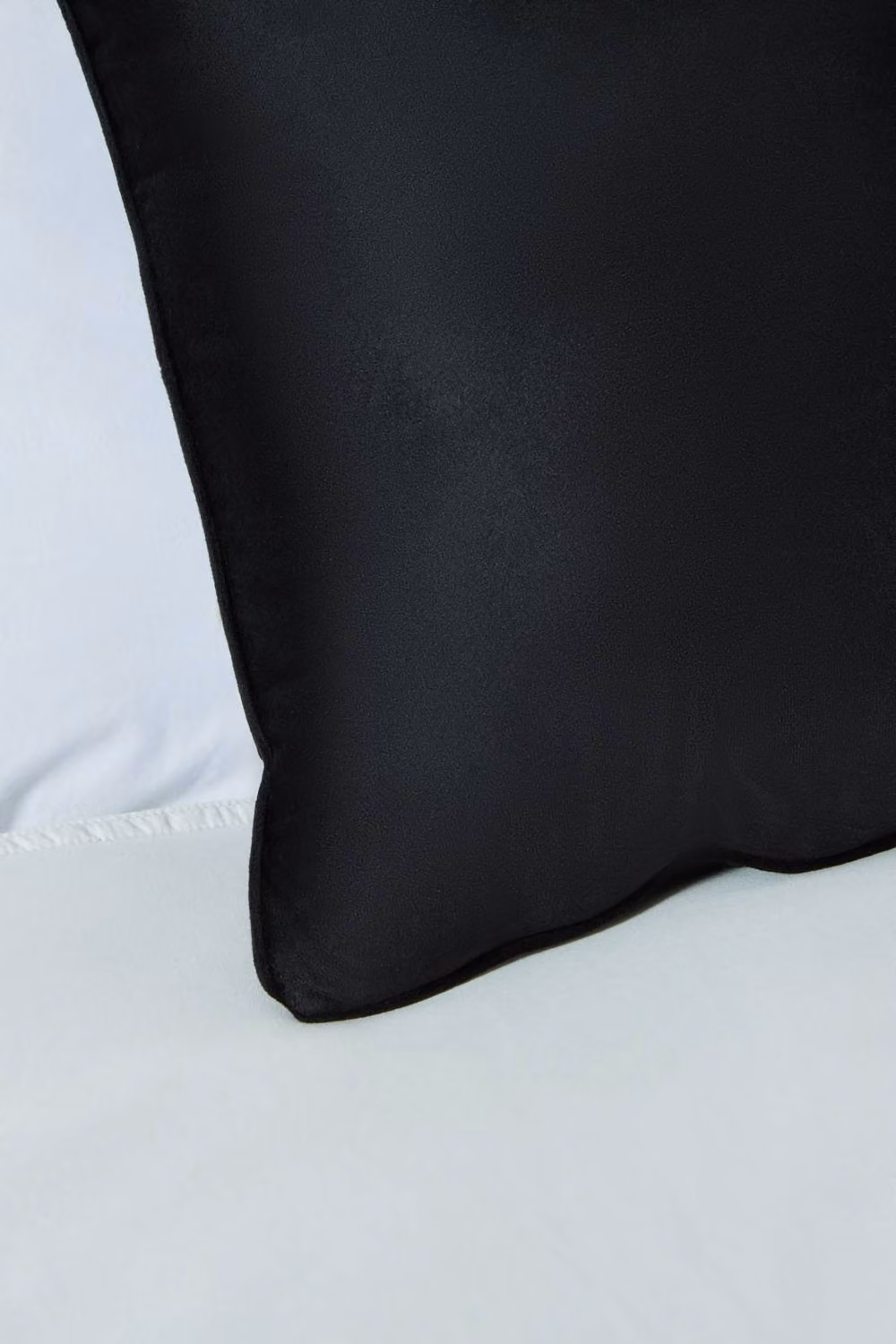 BHS Small Black Velour Square Piped Cushion, W: 43 cm x D: 43 cm x H: 1 cm – 2