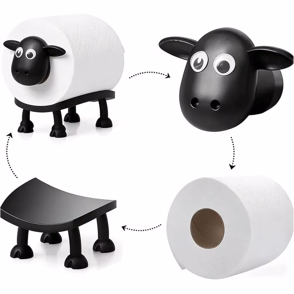 PAWNORA Funny Sheep Toilet Paper Holder in Black – 5