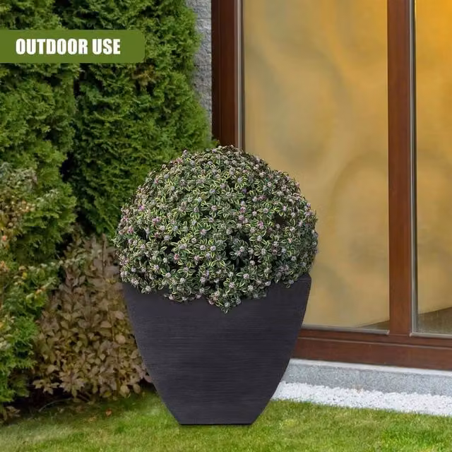 EONLION Square Plastic Planter Pot in Black and Anthracite, W/D/H: 39.0 x 39.0 x 42.0 cm – 1