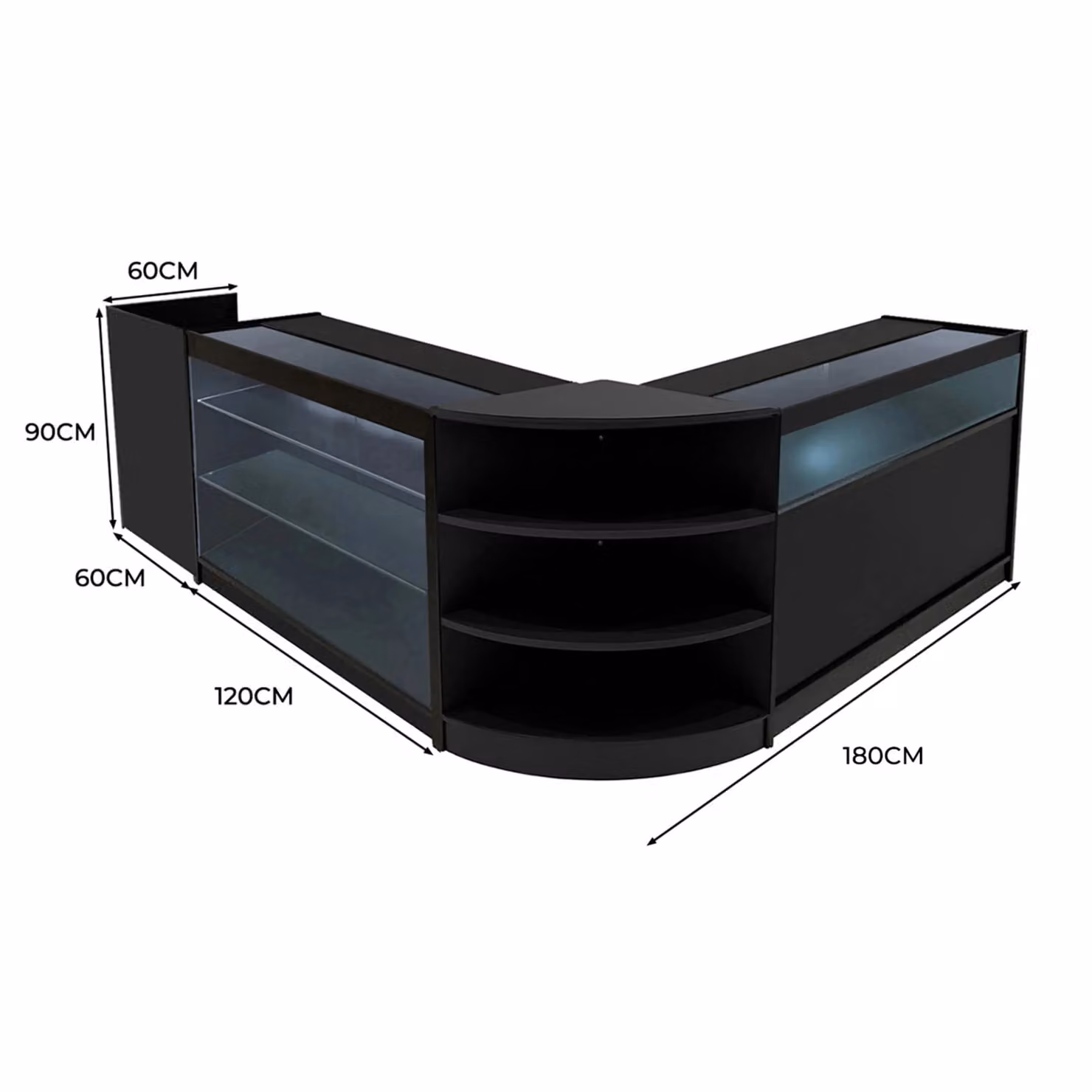Monstershop Hyperion LED Shop Counter Set K1200, B1200, TB60 & LM60 in Black – 2