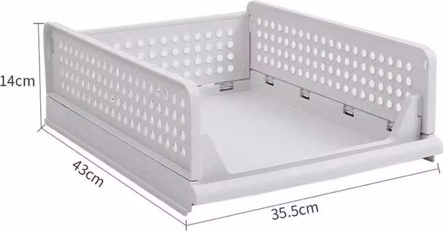 FORGEVIO Small Stackable Plastic Wardrobe Drawers, White, W/D/H: 43 x 35.5 x 14 cm