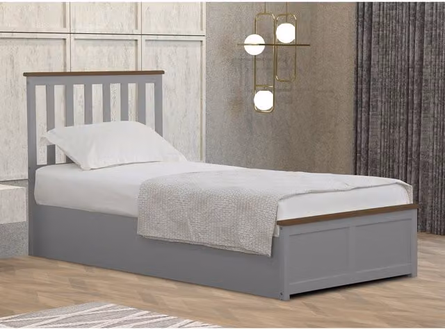 Comfy Living Grey Single Wooden Ottoman Gas Lift Storage Bed W/D/H: 90 x 200 cm