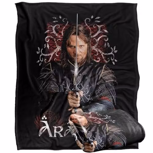 LOGOVISION Lord of the Rings Return of the King Aragorn Silky Touch Super Soft Fleece Throw Blanket, Multicolour, W: 127 cm x H: 152.4 cm – 1